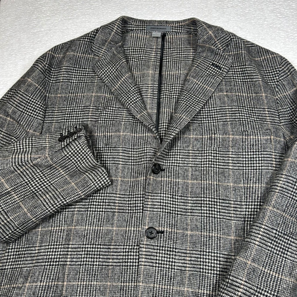 Johnston & Murphy Blazer 100% Camel Hair Glen Plaid Sz L Grey Coat Deconstructed